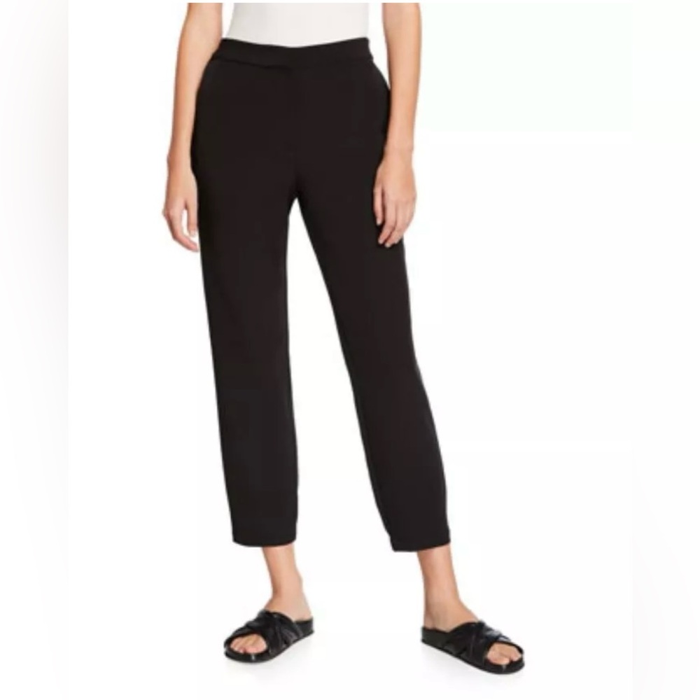 Eileen Fisher Sleek Recycled Polyester Track Pants Joggers, Black, Size XS/TP